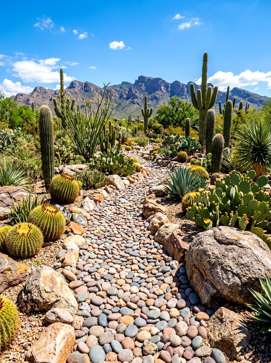 Dry Creek Bed - 30 cactus garden ideas