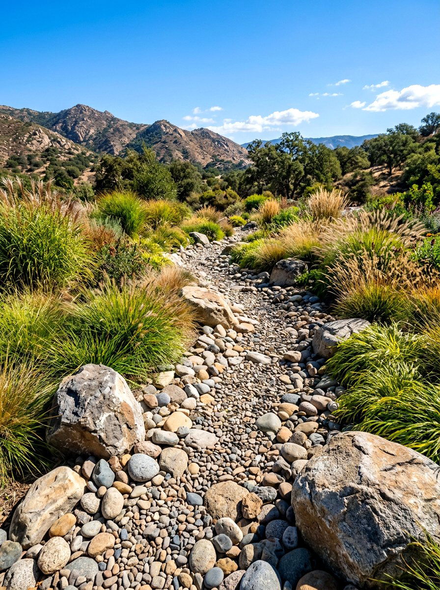 Dry Creek Bed - 30 drought smart backyard ideas