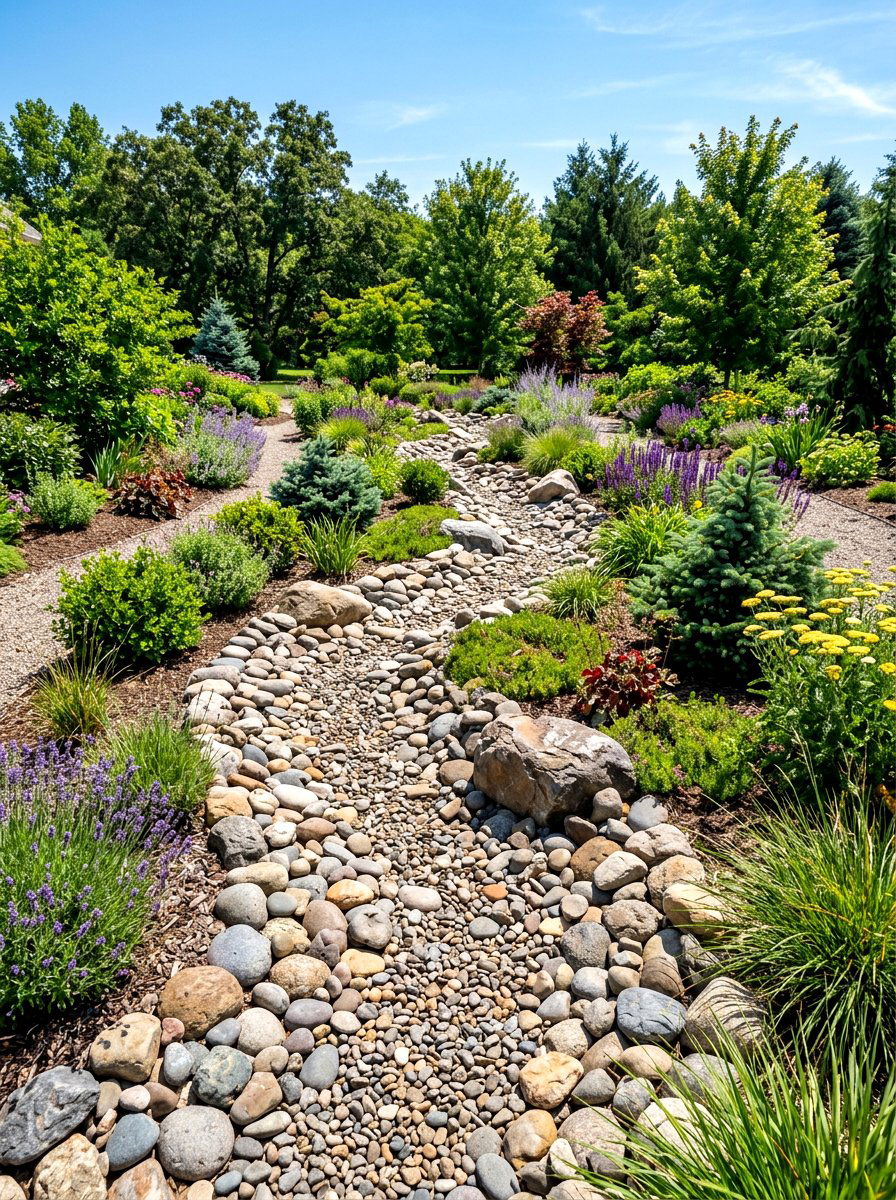 Dry Creek Bed - 30 low maintenance curb appeal ideas