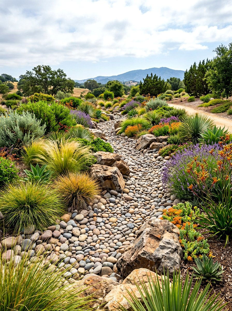 Dry Creek Bed - 30 low water backyard ideas