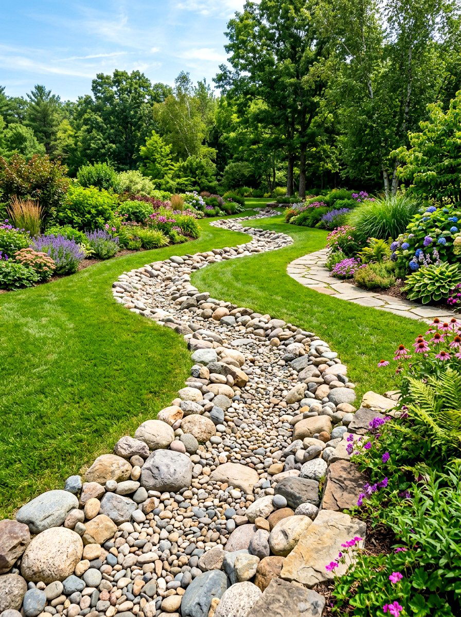 Dry Creek Bed - 30 sensory backyard garden ideas