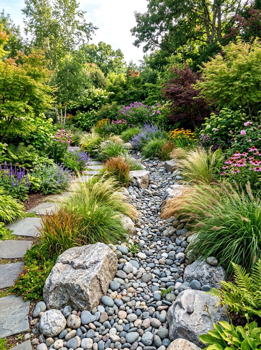 Dry Creek Bed - 30 drought friendly backyard ideas