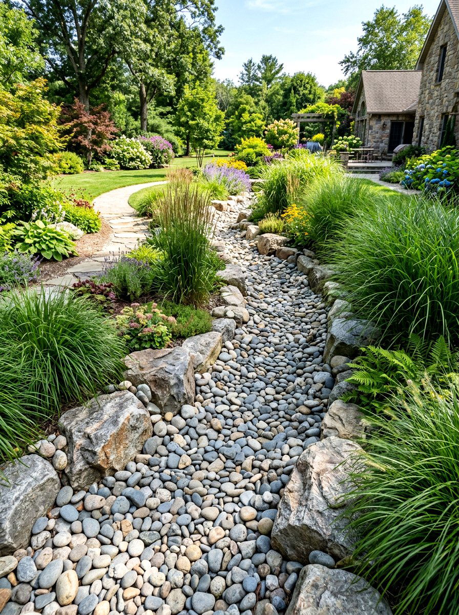 Dry Creek Bed - 30 dry garden ideas