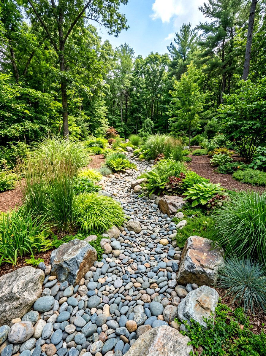Dry Creek Bed - 30 drought tolerant landscaping ideas