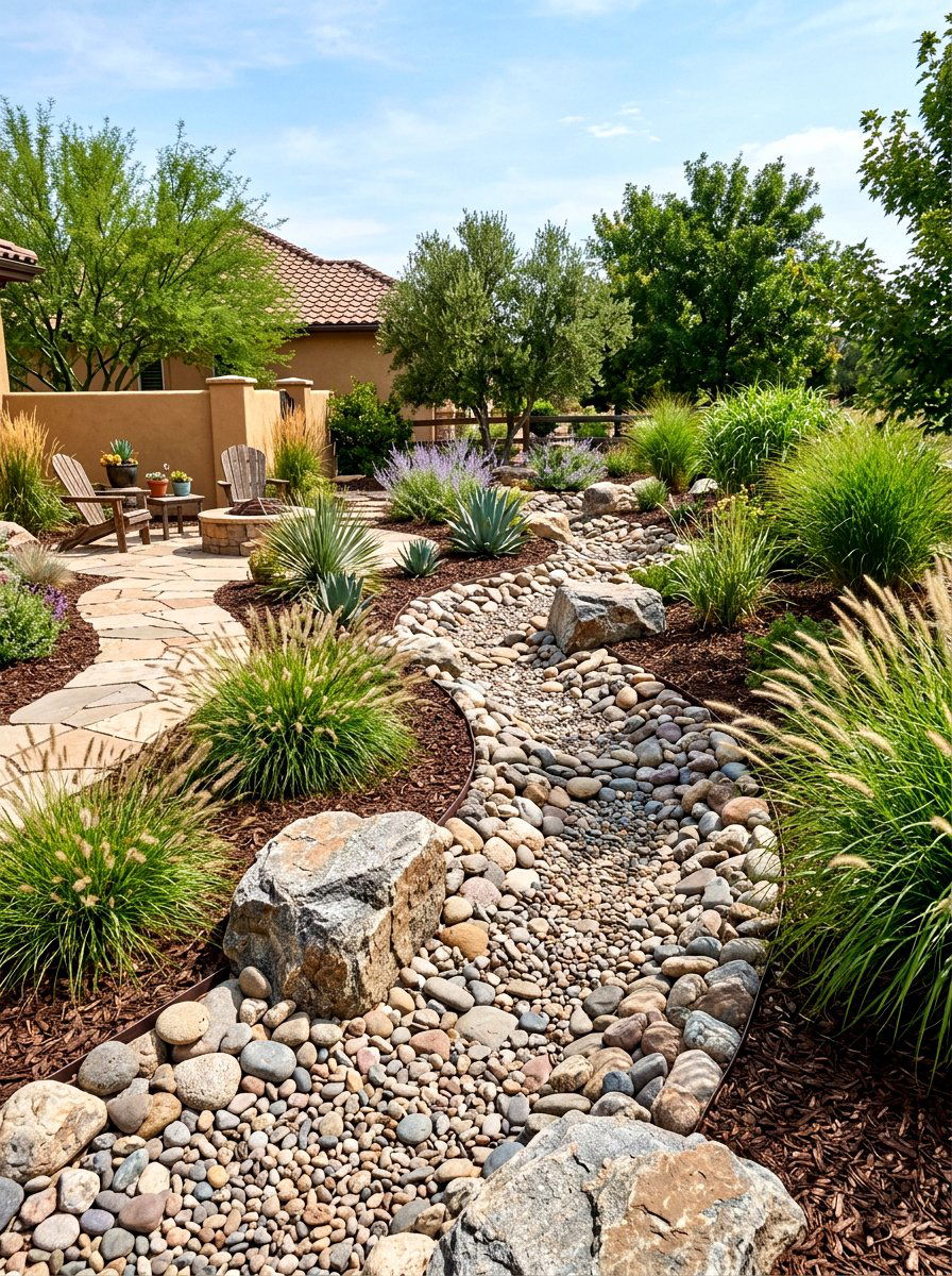 Dry Creek Bed Backyard - 30 naturalistic backyard ideas