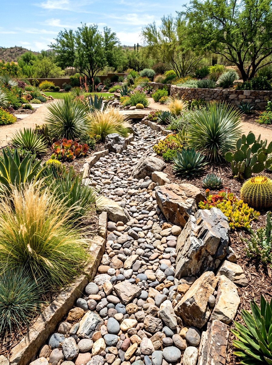 Dry Creek Bed Landscaping - 30 stream garden ideas