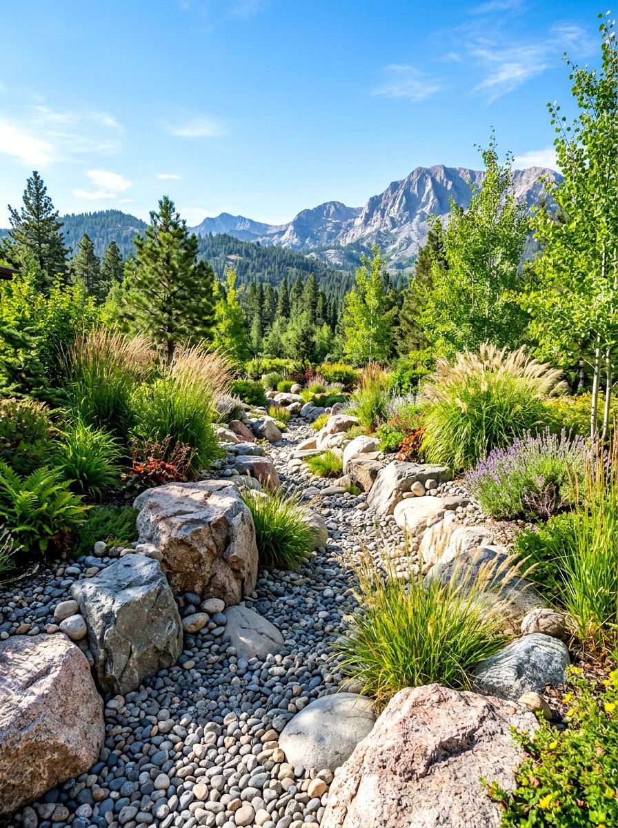 Dry Creek Bed With Boulders - 30 swale landscaping ideas