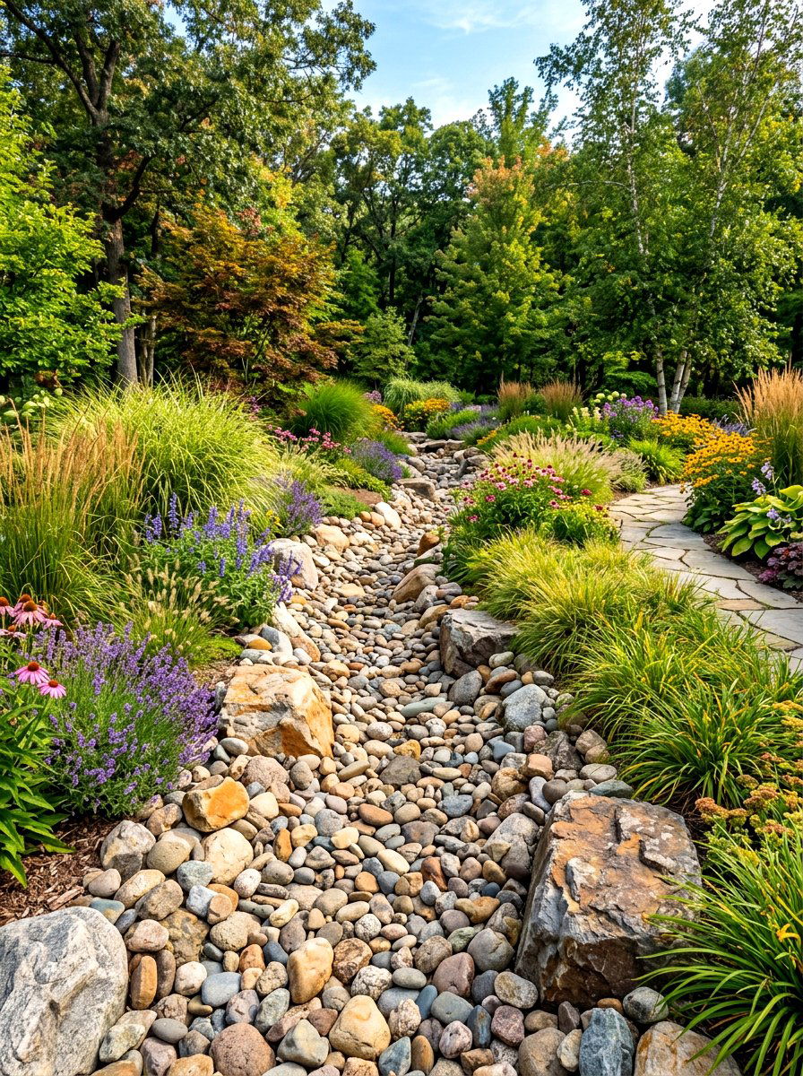 Dry Creek Beds - 30 erosion control landscaping ideas
