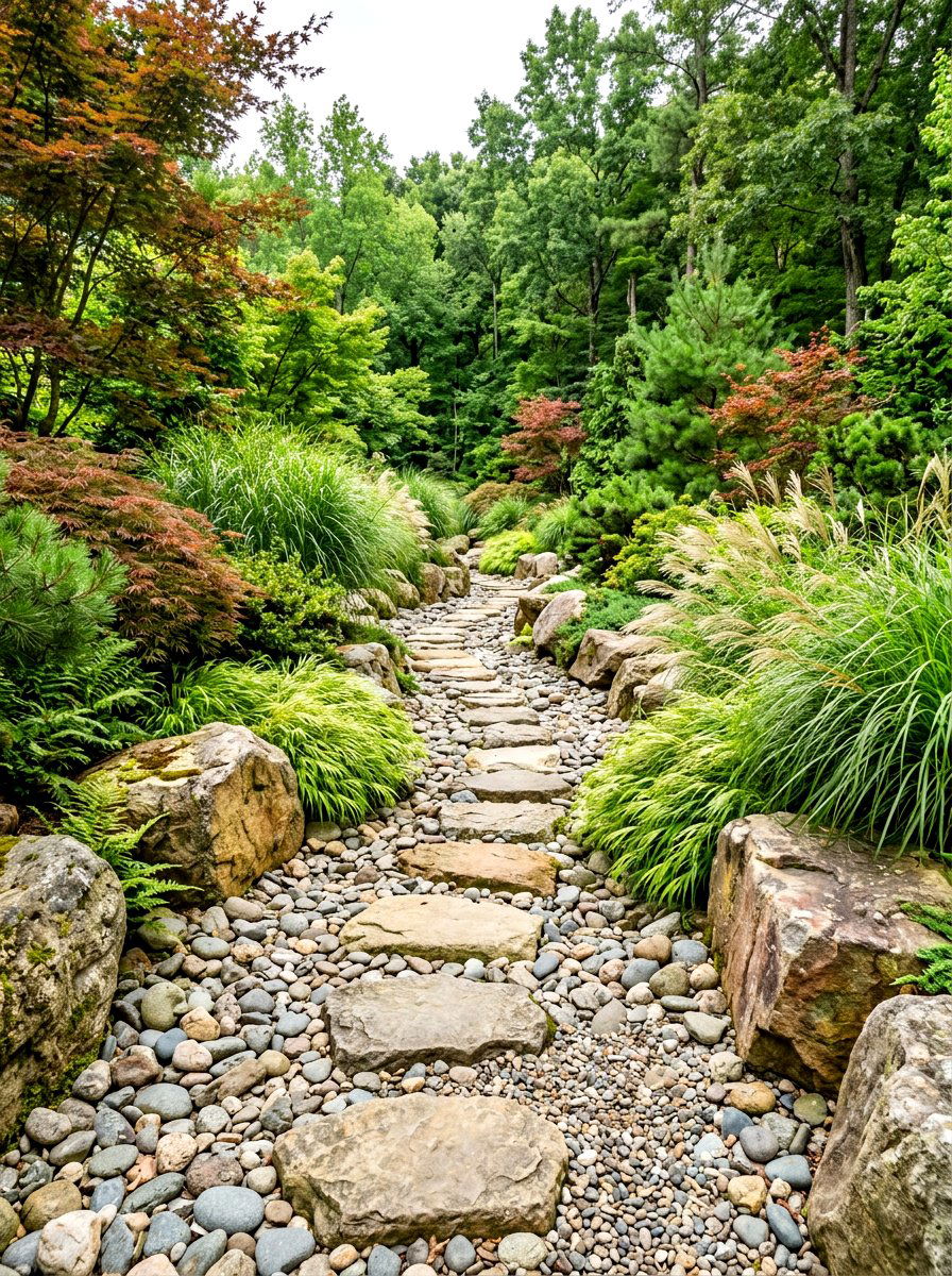 Dry River Bed Walkway - 30 path through garden ideas