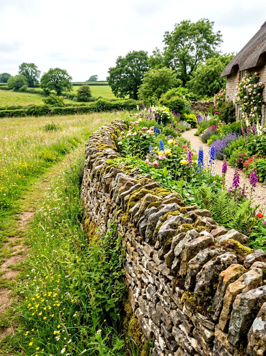 Dry Stack Stone Wall - 30 garden retaining wall ideas