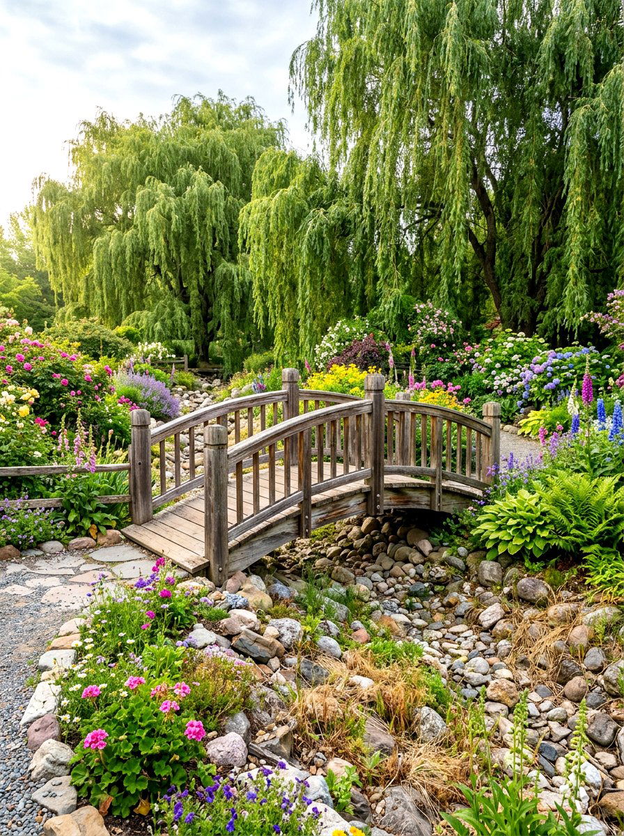 Dry creek bed bridge - 30 dry creek bed ideas