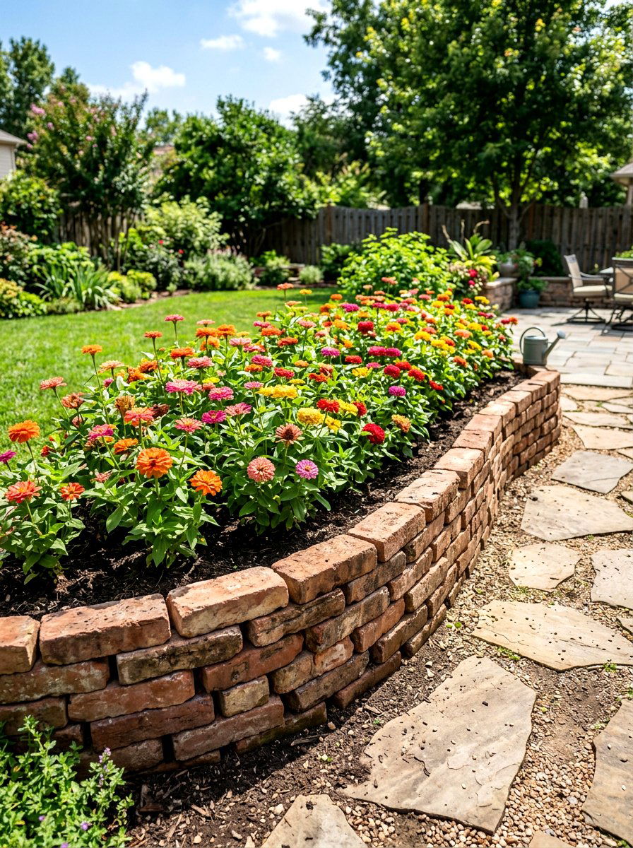 Dry stack brick garden bed - 30 brick raised bed ideas