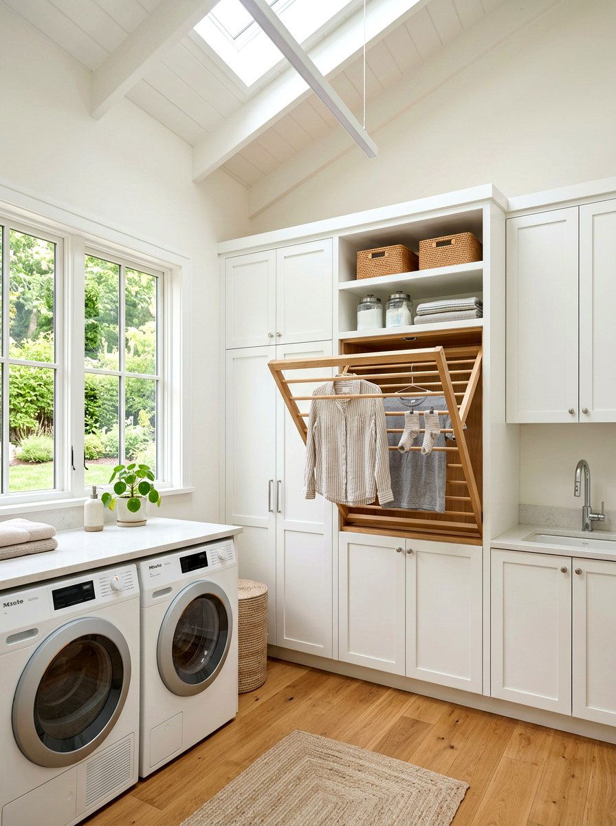 Drying Rack Integrated Laundry Space - 30 side by side laundry ideas