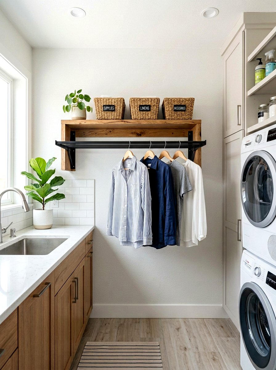 Drying Rack Shelf Combo - 30 laundry room shelf ideas