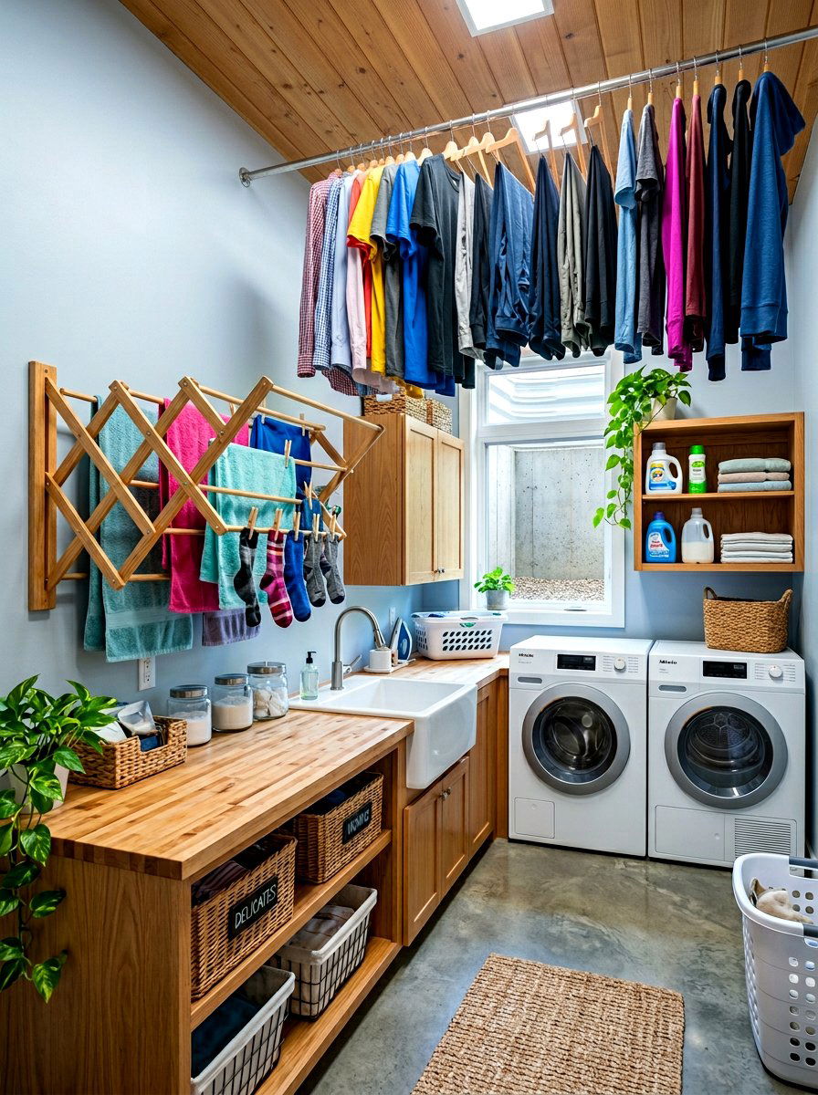 Drying rack basement laundry