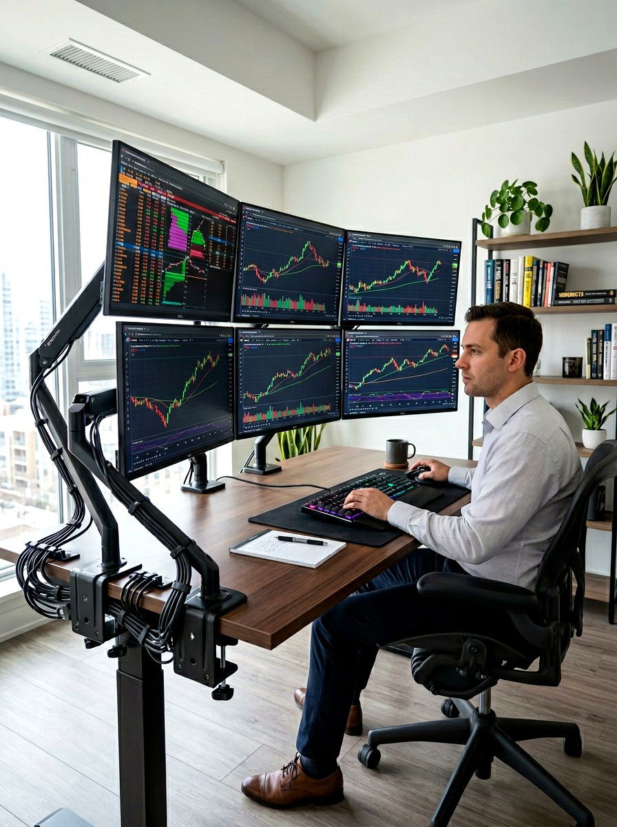 Dual Monitor Cable Clamps - 30 office cable management ideas