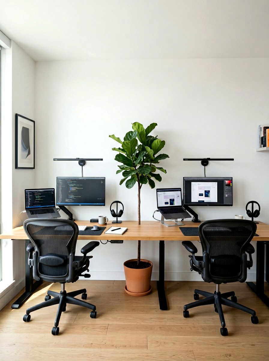 Dual User Long Desk - 30 apartment office ideas