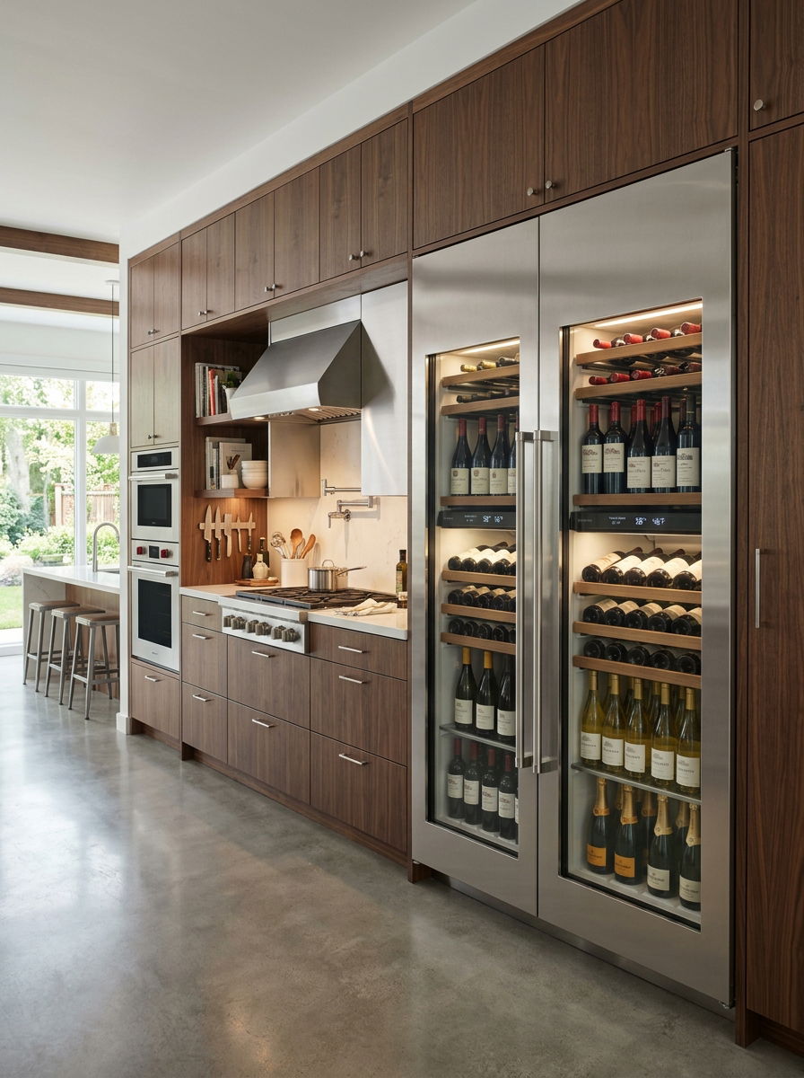 Dual Zone Wine Fridge Integration - 30 small wine cellar ideas