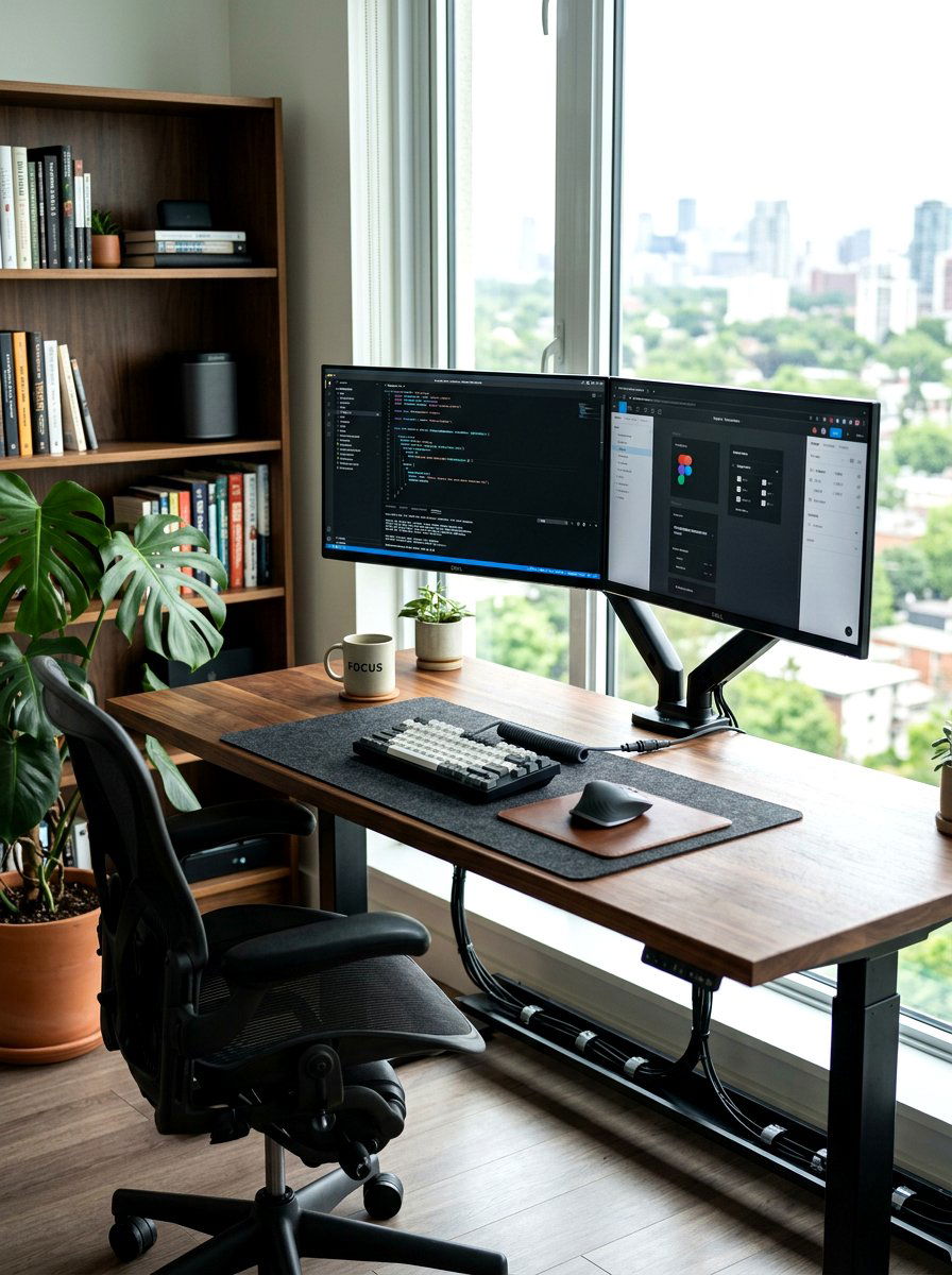 Dual monitor setup for office - 30 standing desk room ideas