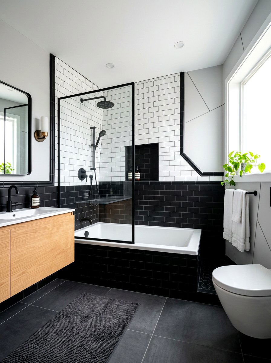 Dual tone tub shower - 30 tub shower combo ideas