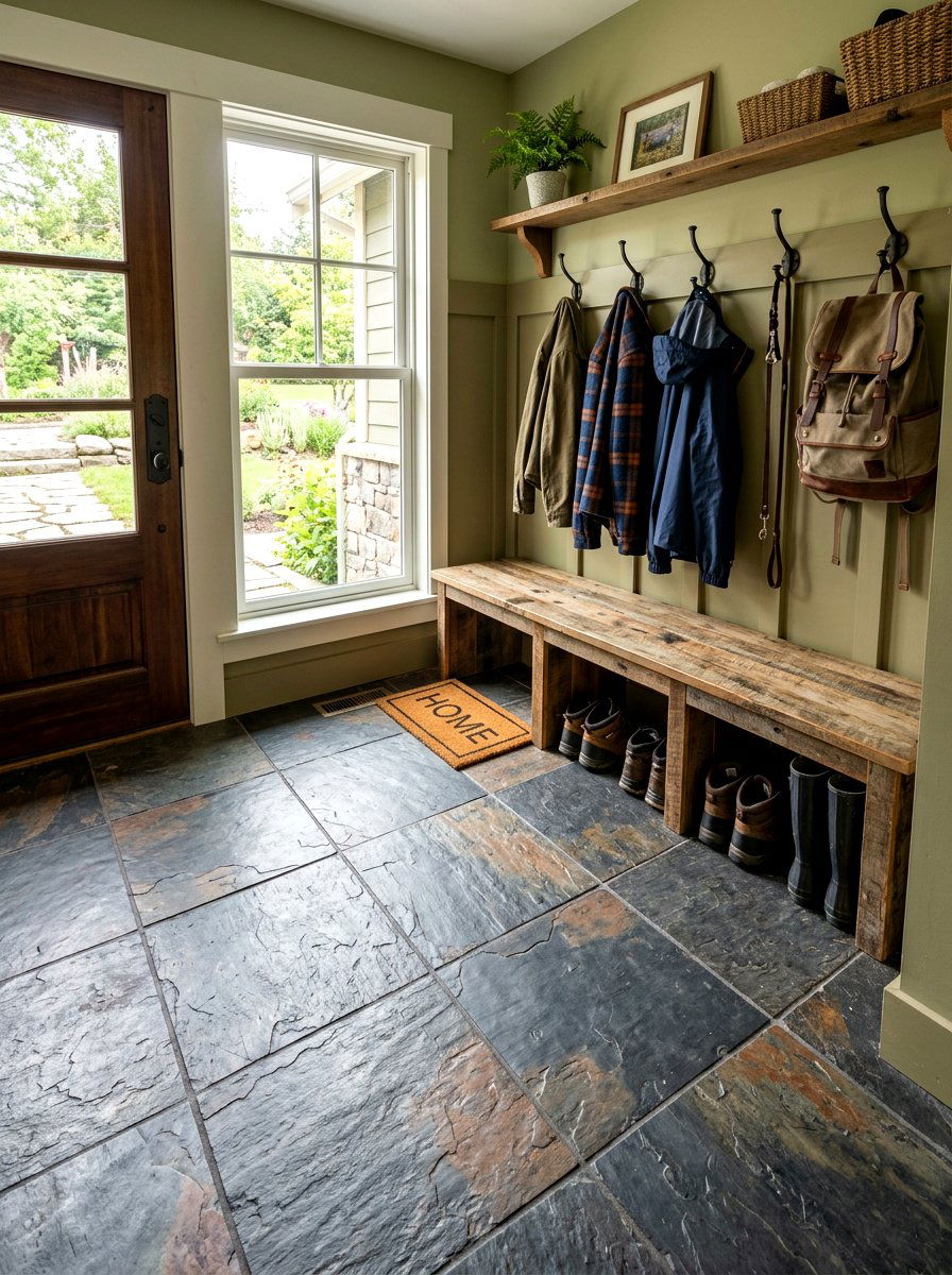 Durable Mudroom Floor Tile - 30 pet friendly mudroom ideas