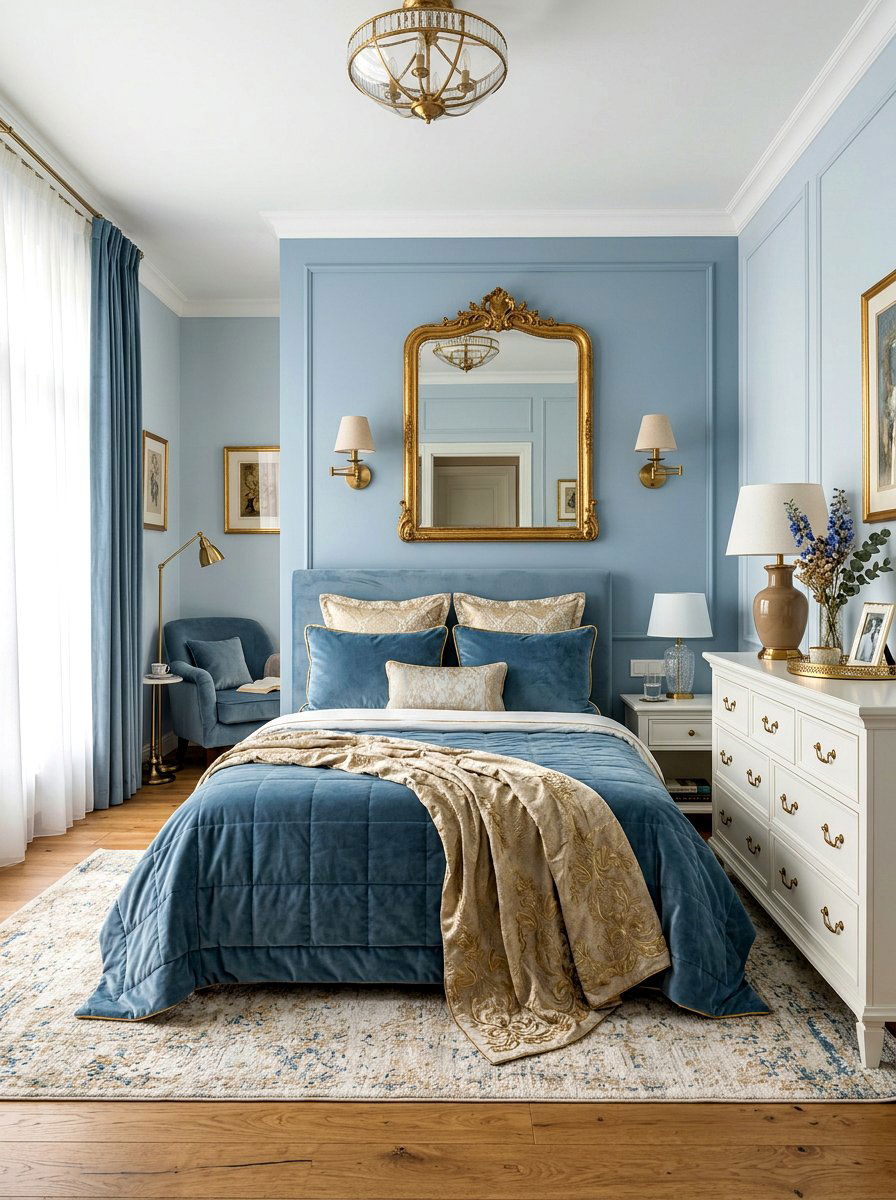 Dusty Blue And Gold Bedroom - 30 dusty blue bedroom ideas
