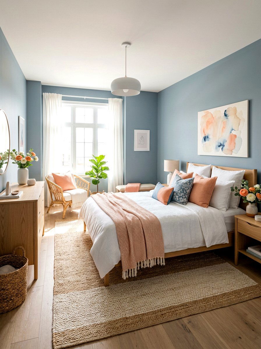 Dusty Blue And Peach Bedroom - 30 dusty blue bedroom ideas