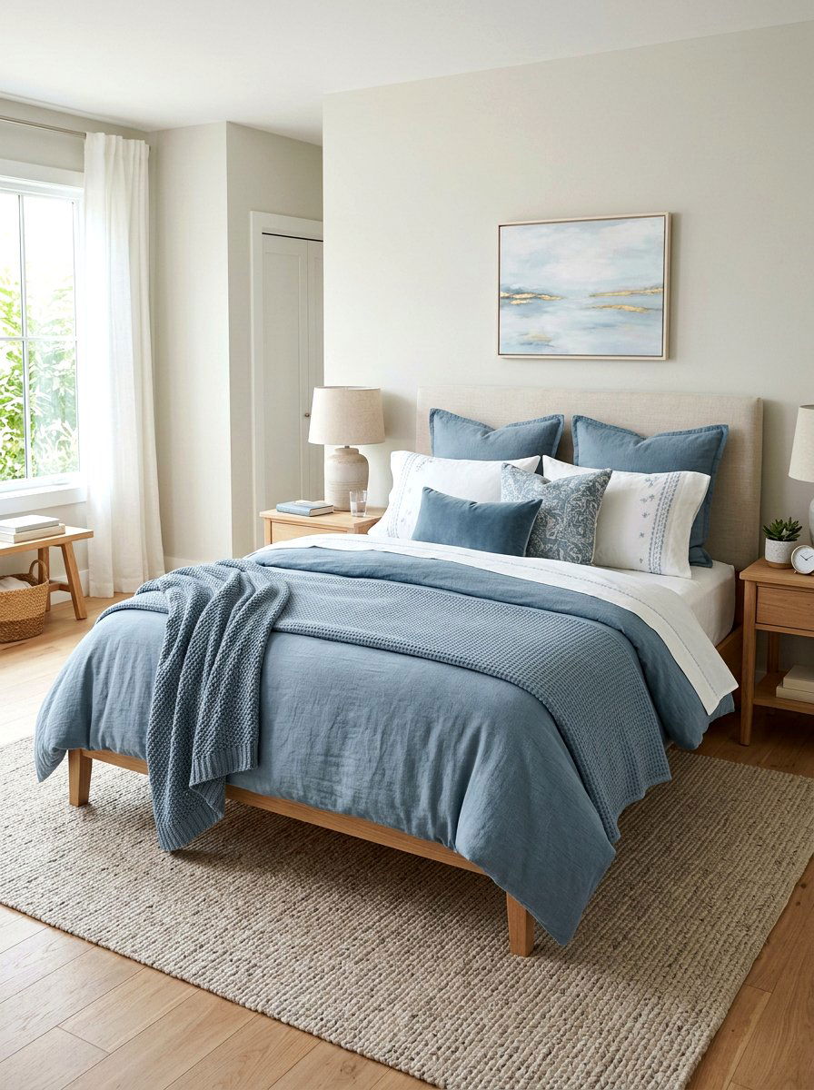 Dusty Blue And White Bedding - 30 dusty blue bedroom ideas