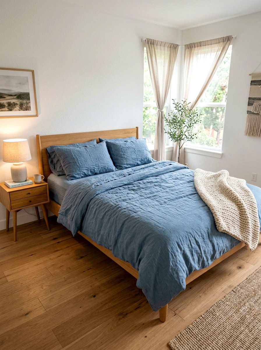 Dusty Blue Linen Bedding - 30 dusty blue bedroom ideas