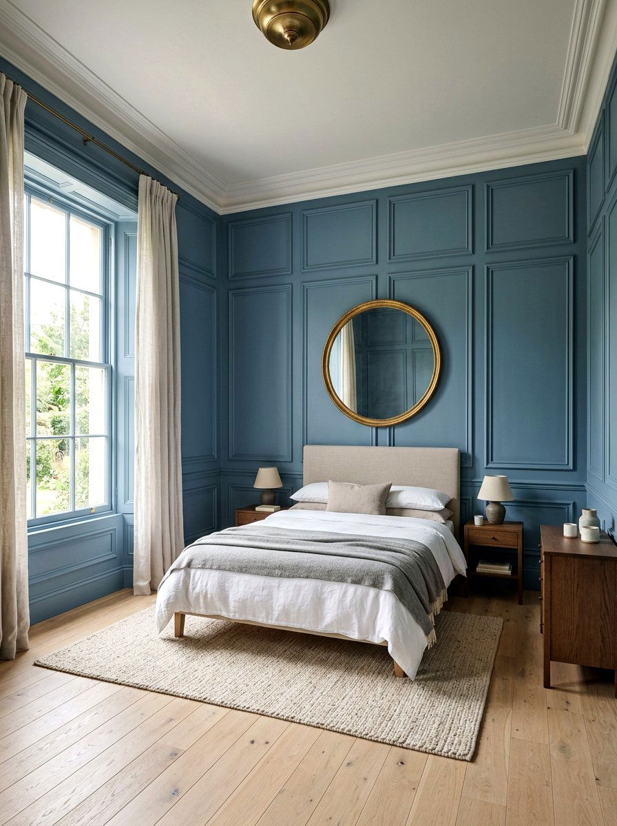 Dusty Blue Panelled Walls - 30 dusty blue bedroom ideas