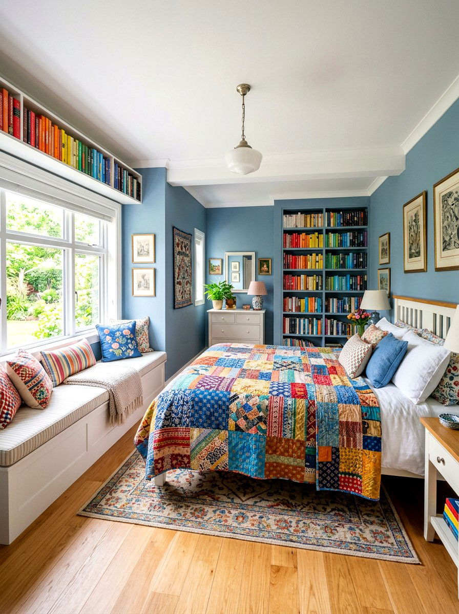 Dusty Blue Rainbow Room - 30 muted rainbow bedroom ideas