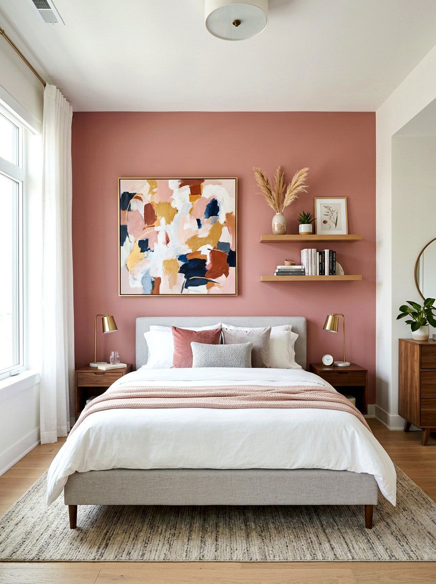 Dusty Rose Accent Wall - 30 dusty rose bedroom ideas