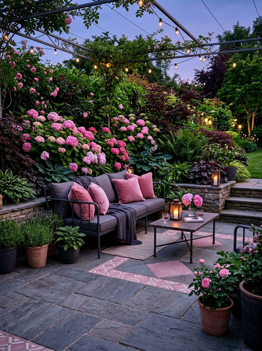 Dusty Rose And Charcoal Patio - 30 patio color scheme ideas
