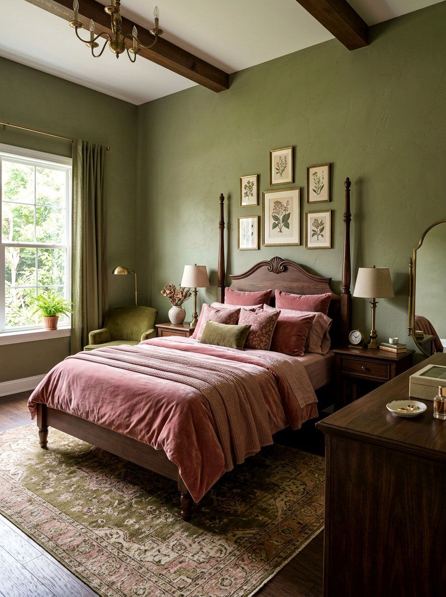 Dusty Rose And Olive Green Bedroom - 30 bedroom color scheme ideas