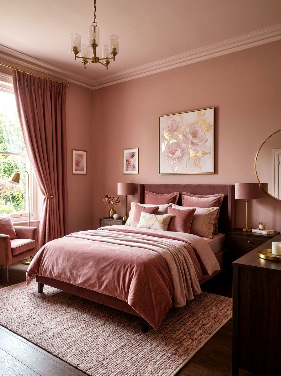 Dusty Rose Bedroom - 30 monochromatic bedroom ideas