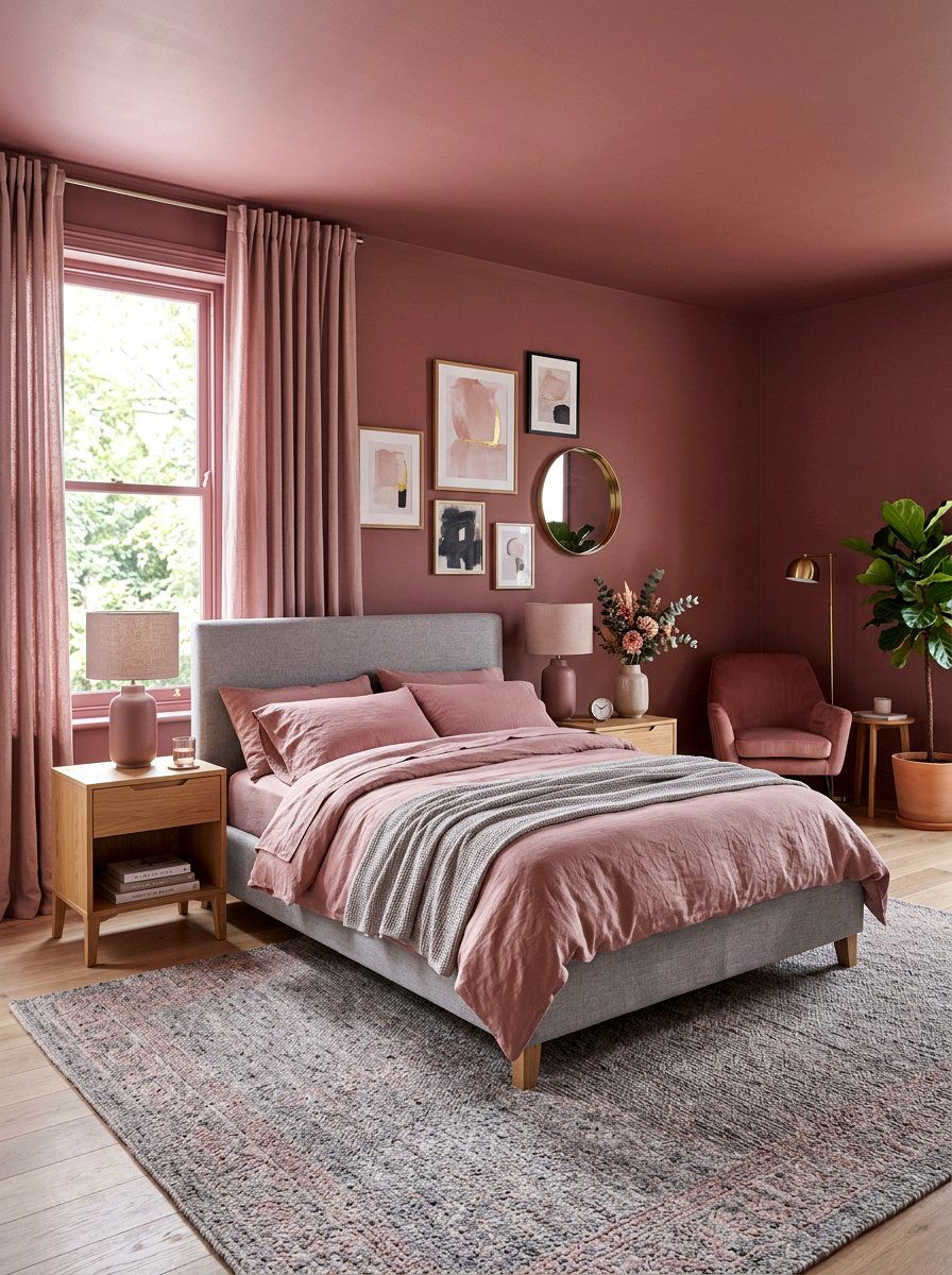Dusty Rose Bedroom - 30 fall color drench ideas