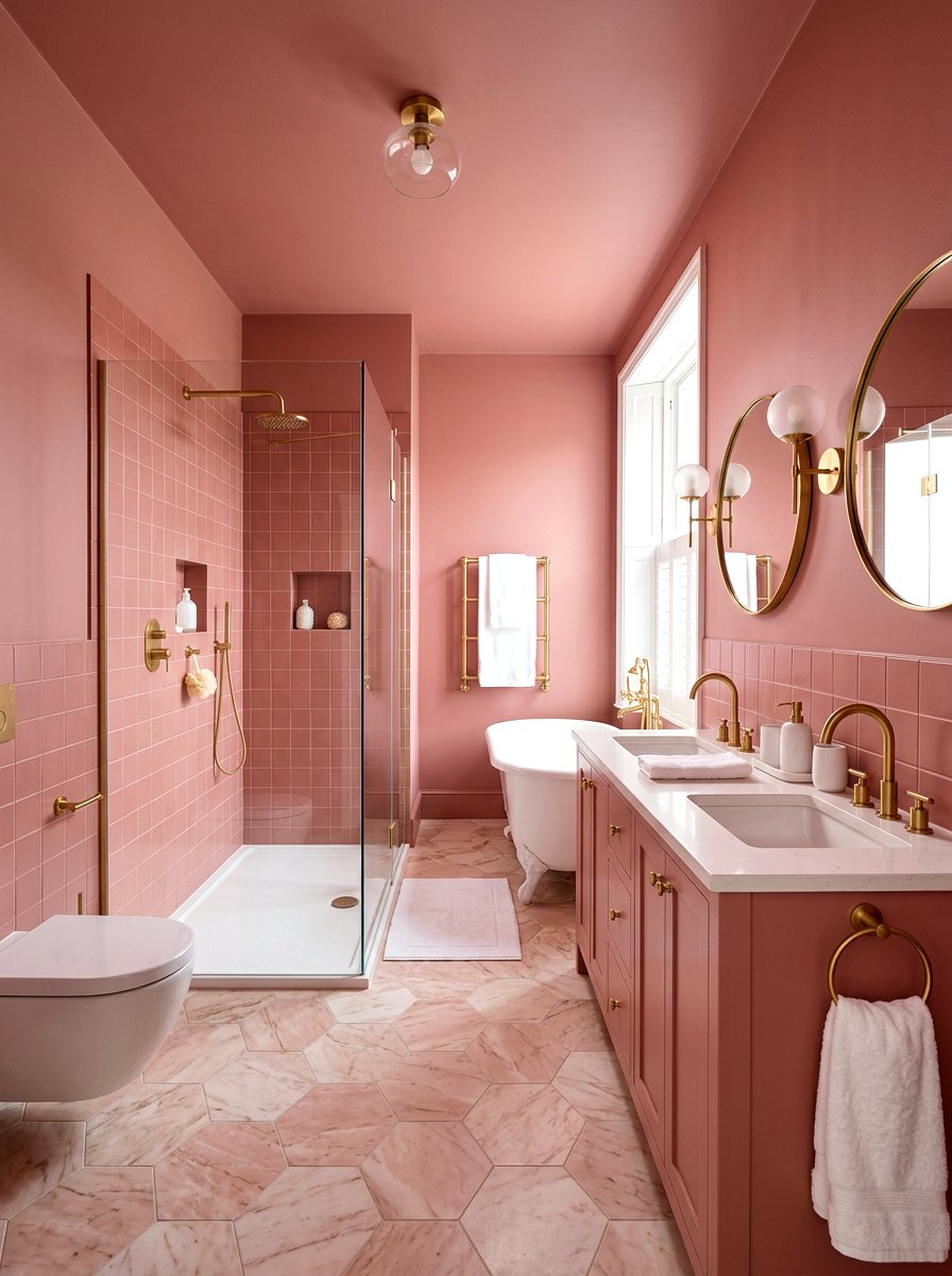 Dusty Rose Feminine Bathroom - 30 bathroom drenching ideas