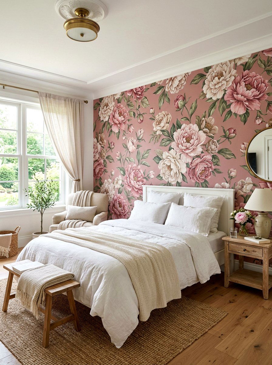 Dusty Rose Floral Wallpaper - 30 dusty rose bedroom ideas