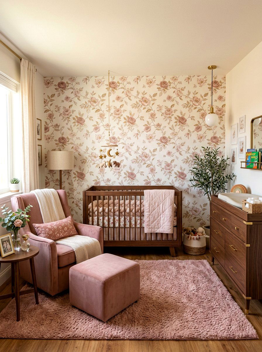 Dusty Rose Florals - 30 floral nursery ideas