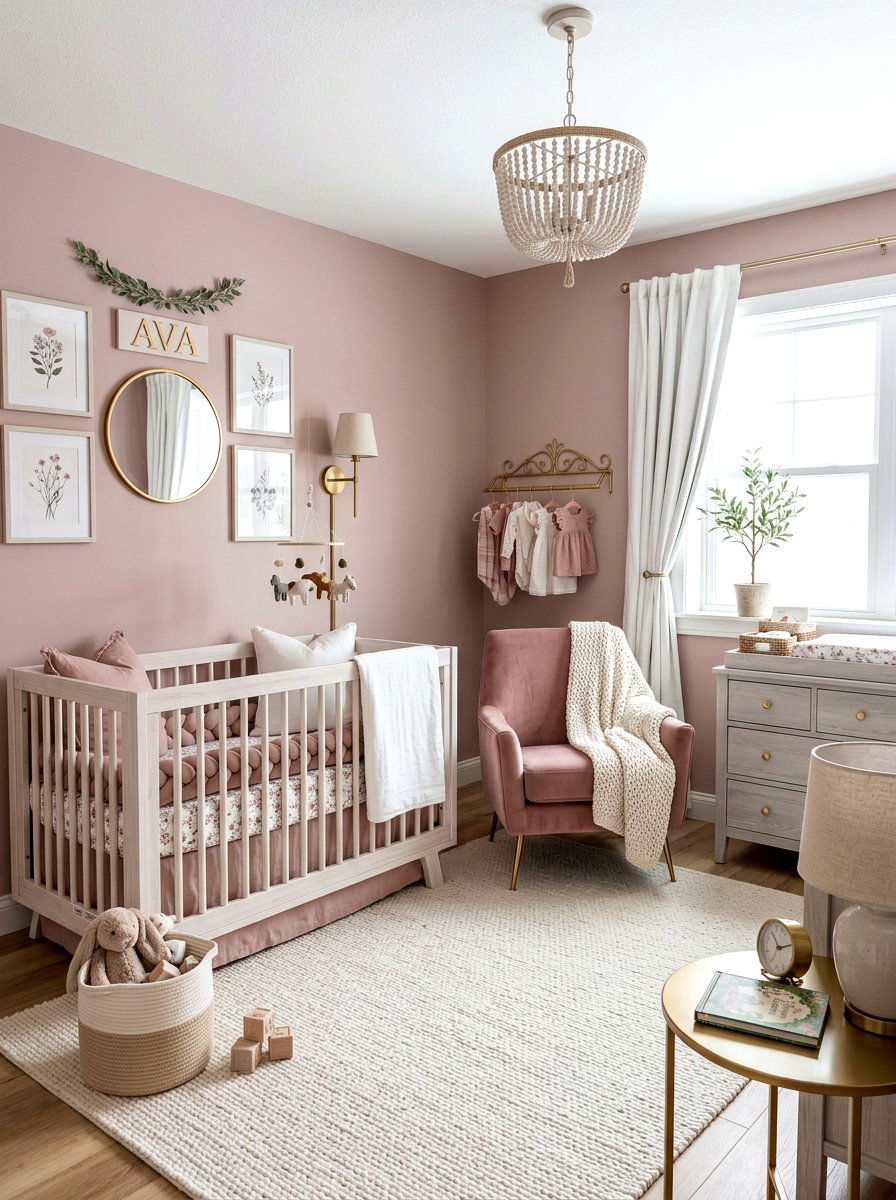 Dusty Rose Girl Nursery - 30 girl nursery ideas