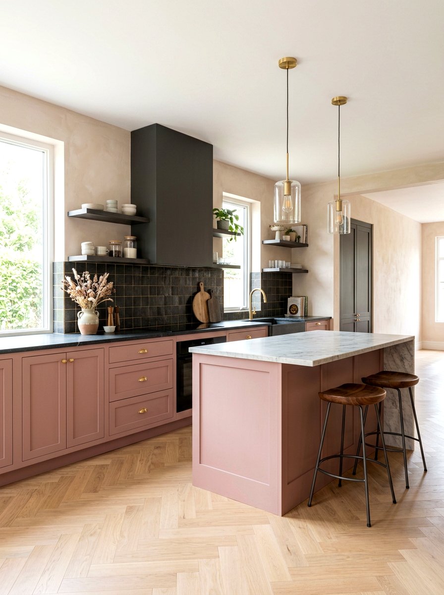 Dusty Rose Kitchen Cabinets - 30 painted kitchen cabinet ideas