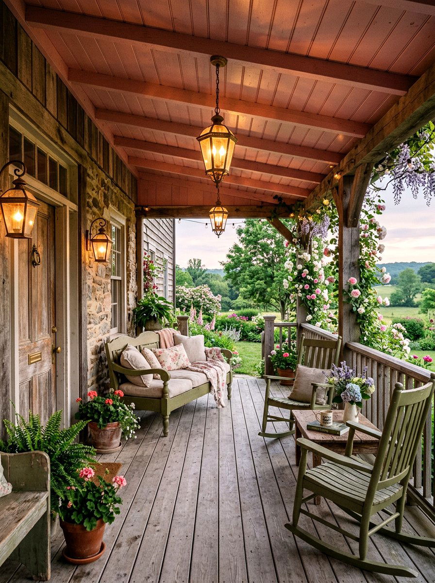 Dusty Rose Porch - 30 porch ceiling paint ideas