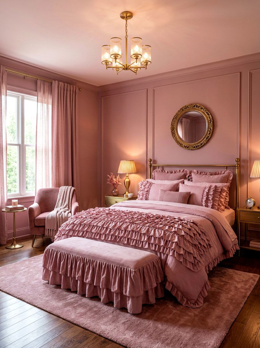 Dusty Rose Ruffle Bedroom Theme - 30 romantic ruffle bedroom ideas