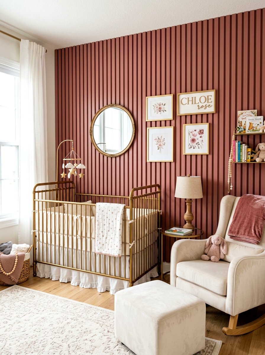 Dusty Rose Slat Wall - 30 nursery accent wall ideas
