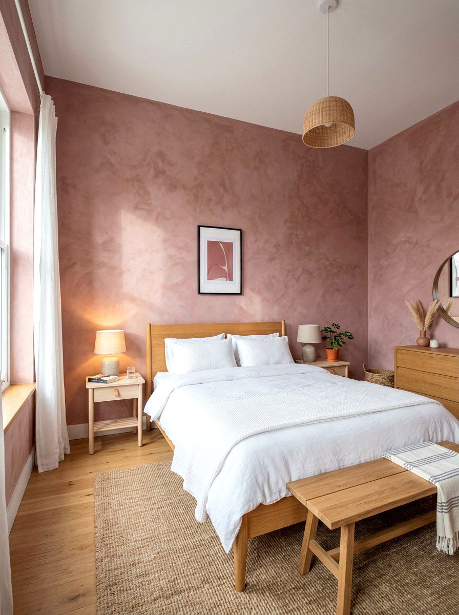 Dusty Rose Textured Walls - 30 dusty rose bedroom ideas