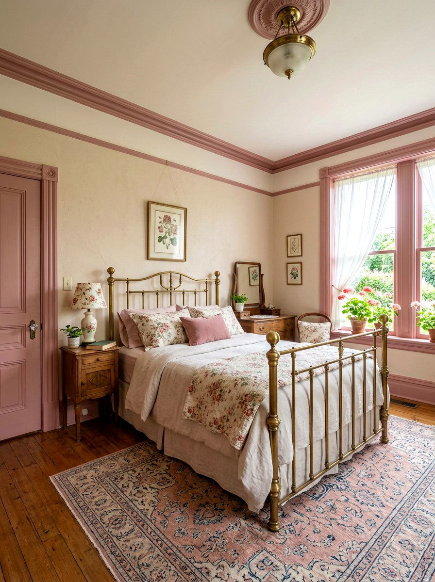 Dusty Rose Trim Bedroom - 30 painted trim bedroom ideas