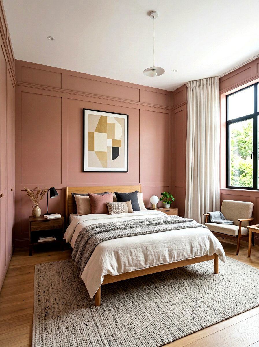 Dusty Rose Wood Paneling - 30 dusty rose bedroom ideas