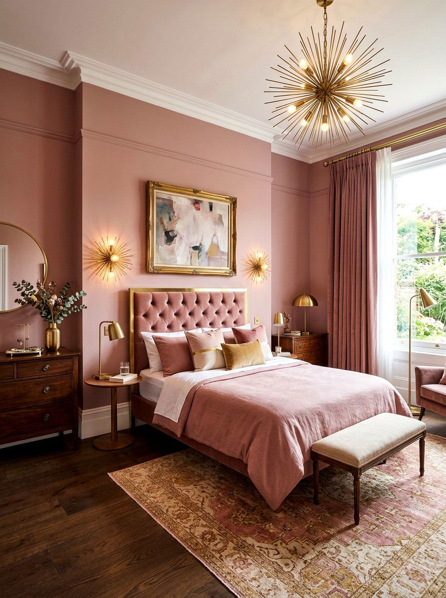Dusty Rose and Brass - 30 dusty rose bedroom ideas