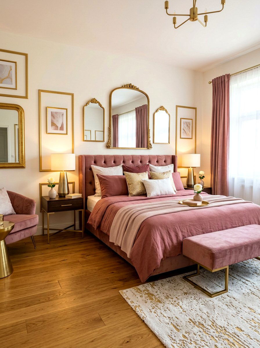 Dusty Rose and Gold - 30 dusty rose bedroom ideas