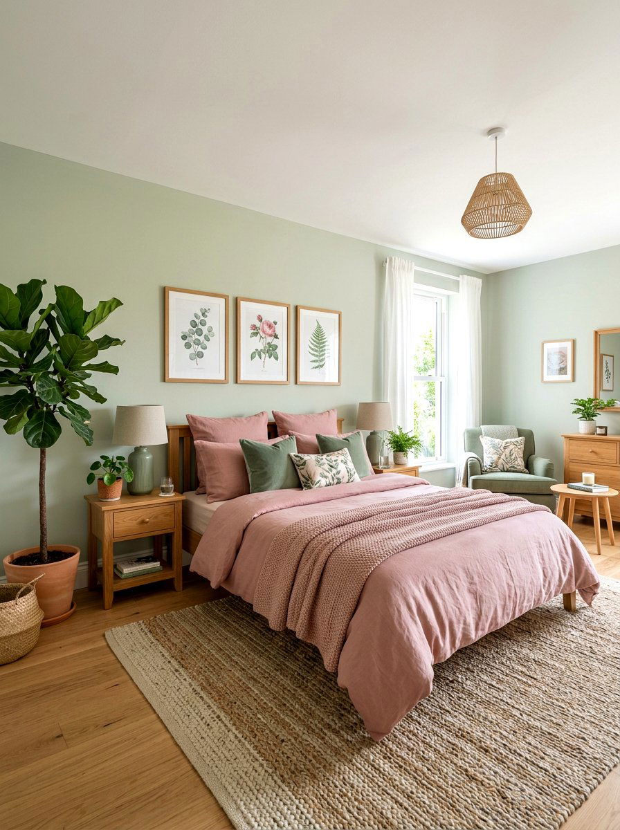 Dusty Rose and Sage Green - 30 dusty rose bedroom ideas